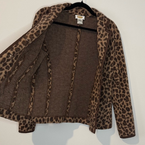 Vintage Talbots Leopard Print Wool Blazer Jacket Women’s Medium - Picture 5 of 9